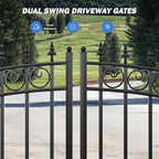 ZUMI Outdoor Steel Swing Gates - 14x6 ft. Heavy-Duty Weatherproof Security Gates - Broadway Style Driveway Fence