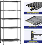 5-Tier Shelf, Shelves Capacity 1010LBS,Storage Shelves Adjustable Wire Shelving,Metal Shelving Unit Storage Rack for Kitchen Pantry Closet Laundry School Commercial 59.4" Hx21.5 W x13.6 D
