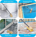 Floor Scrubber Brush with Long Handle for Deck Cleaning, 52'' Stiff Bristle Scrub Broom for Shower, Bathroom, Boat, Concrete, Carpet, Garage