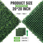 KASZOO Grass Wall 24 Pack 20"x20" Artificial Boxwood Hedge Wall Panels, Privacy Hedge Screen Faux Boxwood for Outdoor,Indoor,Garden,Fence,Backyard,Greenery Walls