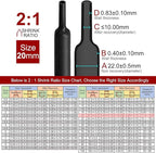Chanzon 2:1 Ratio 25/32" (20mm) Heat Shrink Tubing 3.3Ft Roll (1M Total Length) Black Polyolefin Sleeving Wrap Shrinking 2 to 1 1pcs