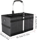 ALLCAMP Collapsible Basket - Folds to 9.8" L x 9.6" W x 2.75" H | 27L Large for Picnic, Grocery, Laundry | Portable Reusable Foldable Storage (Black) - Collapsible Laundry Basket & Shopping Basket
