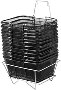 Mophorn 12PCS Shopping Baskets with Handles, Black Metal Shopping Basket, Portable Wire Shopping Basket, Black Wire Mesh shopping Basket Set for Stores Shopping