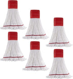 Matthew Cleaning Microfiber String Mop Heavy Duty Commercial Wet Mop Head Replacement,Excellent Absorbency,Premium Launderability,Reusable for Home,Commercial and Industrial Use(White,6Pack)