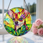 8″ Stained Glass Window Hanging Ornament, Vibrant Chihuahua Stained Glass Suncatcher Ornament, Sun-Catcher Window Decor | Gifts for Dog Lovers, Dog Lover Gift, Pet Lover Gift