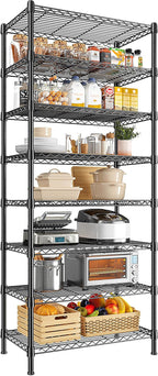 8 Tier Wire Shelving Rack Storage Shelves Loads1200LBS,Adjustable Metal Shelving Unit and Metal Shelf Pantry Shelves Industrial Shelving for Commercial Kitchen Office 72H X 13.8D X 23.6W