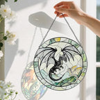 Stained Glass Window Hanging, Pauyadu 8 Inch Dragon Suncatcher Ornament, Stained Glass Suncatcher, Window Decor, Dragon Lovers Gifts, Gifts for Women, Men, and Friends