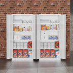 Greenvelly Metal Storage Cabinet, 72" Locking Metal Garage Storage Cabinet with Doors and 4 Adjustable Shelves, White Lockable Steel Cabinet for Home Office, Garage, Shop, School (32" W x 16" D)