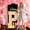 3FT/36 Inch Marquee Light up letters with Warm Lights,White Marquee letter A-Z for Birthday Party Large Mosaic Frame Letter Cardboard Pre-Cut Foam Board Sign Diy Decorations Anniversary (P)