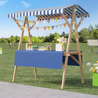 Outdoor Vendor Cart, Portable Cart with Canopy, Movable Stall Display Stand, Foldable Vending Stand Kiosk Display Trolley with Canopy, for Market, Street Food, Events(Blue 2,120cm/47.2in)