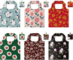 BeeGreen Rose Reusable Shopping Bags 6 Pack - Heavy Duty Washable and Foldable Polyester Shopping Bag for Women, Reusable Gift Grocery Totes Market Tote Bag with Handles for Travel Holiday