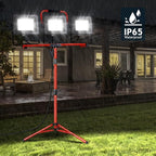 Juyace 14000Lm LED Work Light with Stand 150W 5000K Dual Head Lamp with Independent Switch Portable Construction Flood Outdoor IP65 Waterproof for Garage Workshop Backyard 2 Pack