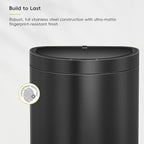 EKO Mirage Semi-Round 47L / 12.4 Gal Motion Sensor Trash Can, Automatic Kitchen Trash Bin with Deodorizer Compartment, Removable Lid & Inner Bucket, Stainless Steel Garbage Can, Matte Black