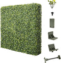 E&K 36" Wx36 Hx12 D Artificial Boxwood Hedge Wall with White Flowers, Artificial Outdoor Privacy Wall for Balcony Backyard Office, Indoor Divider Freestanding Greenery Backdrop