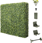 E&K 36" Wx36 Hx12 D Artificial Boxwood Hedge Wall with White Flowers, Artificial Outdoor Privacy Wall for Balcony Backyard Office, Indoor Divider Freestanding Greenery Backdrop