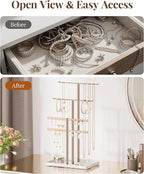 pickpiff Rose Gold Jewelry Stand Holder Organizer: 14.5" Sturdy Hanger for 80 Pcs Jewelry, Jewlery Tower for Display Necklace, Earring, Bracelet, Watch