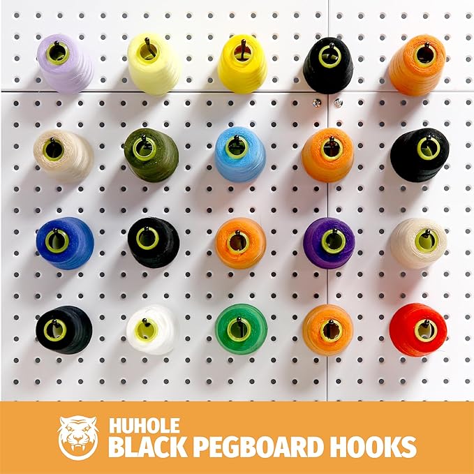 HUHOLE Black Pegboard Hooks 10 Inch, 25PC, Heavy Duty Pegboard Hooks, Fit 1/4" Peg Board