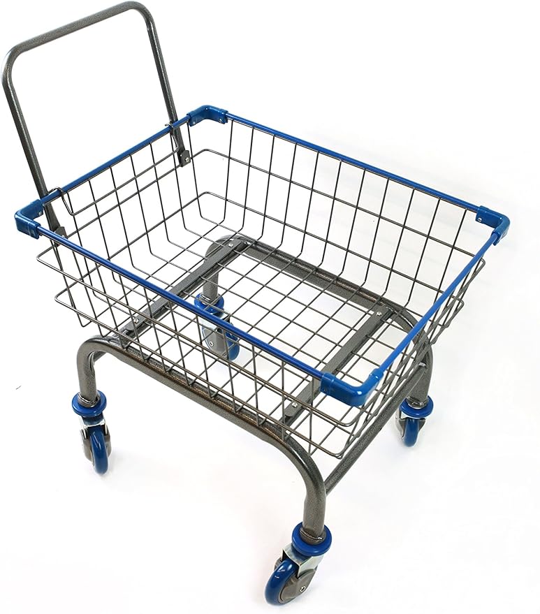 Heavy Duty Laundry and Grocery 1.8 Bushel Cart With U-Handle (Blue)