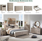 RedLemon 7 Drawer Dresser for Bedroom, Farmhouse 54" Wide Rustic Wood Dresser TV Stand, Dresser Chest of Drawers for Closet, Living Room, Hallway, Light Rustic Oak