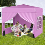 Tangkula 10x10 FT Pop Up Canopy, Outdoor Canopy Tent with 2 Removable Sidewalls & 2 Zippered Doors, Heavy-Duty Carbon Steel Frame, Wheeled Bag, 4 Sandbags, 8 Stakes, 4 Wind Ropes for Party Event