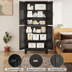 75" H Tall Kitchen Pantry Cabinet, Pantry Storage with Doors and 3 Adjustable Shelves, Metal Storage, Cupboard for Kitchen, Black