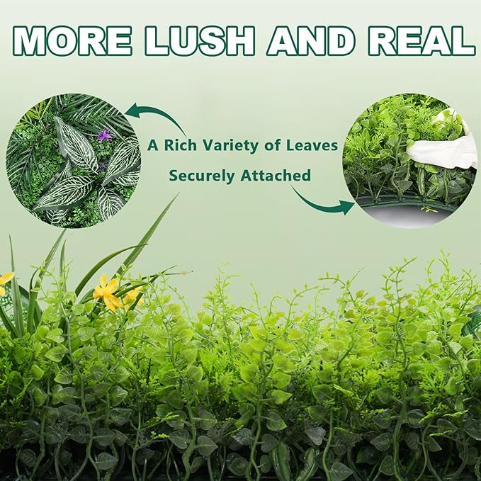 Artificial Grass Wall Backdrop Panels, 20''x40'' 6pcs Boxwood Hedge Panels Privacy Screen with UV Protection, Fake Greenery Wall Panels Decor for Garden Indoor Outdoor