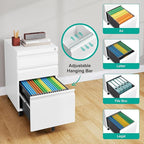 3 Drawer File Cabinet with Wheels,Under Desk File Cabinet with Lock,White Rolling Filing Cabinet,Three Drawer Metal Filing Cabinets for Home Office,Fit A4/Letter/Legal,Fully Assembled Except Casters