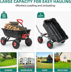 800lbs Garden Dump Cart, Heavy Duty Yard Dump Wagon with 10" Pneumatic Tires, Utility Wheelbarrow cart for Yard, Farm and Garden Christmas Hauling