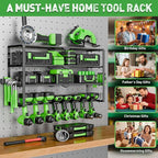Power Tool Organizer Wall Mount, 4 Layers Tool Storage Rack with 8 Cordless Drill Holders, Power Tool Shelf Loads 400lbs for Garage, Warehouse, Workshop, Gifts for Men, Husband