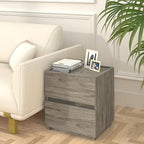 furtble Stackable 2-Drawer Dresser, Multi-Purpose Storage Closet Cube for Bedroom, Country Style Storage Cabinet for Entryway, Nightstand Sofa Beside Table Drawer Chest, 15.8 in, Grey Oak