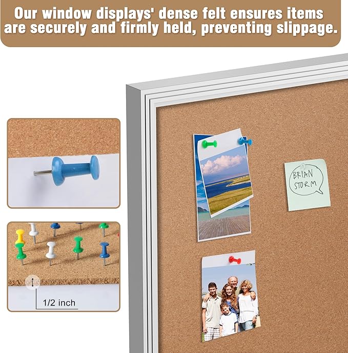 Mifuro 26"x20" Enclosed Bulletin Board, Outdoor Lockable Weather-Resistant Aluminum Cork Noticeboard for School & Office, Silver Frame w/Cork