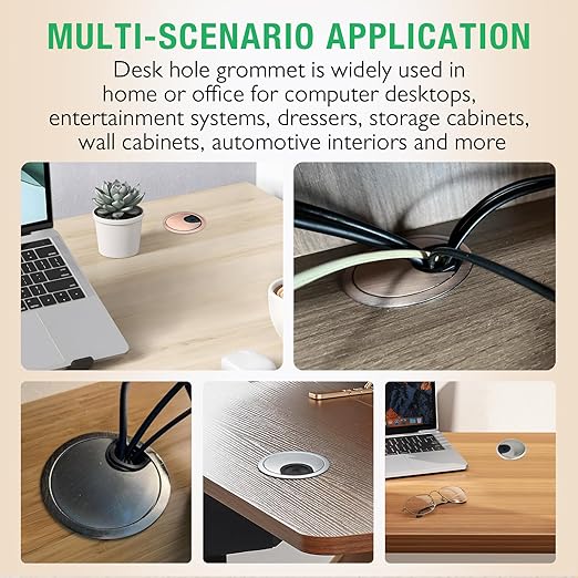 1 Pcs Desk Grommet 2-3/8" / 60 mm, Desk Cord Hole Cover, Cable Grommet Metal Zinc Alloy Materilal, Desk Hole Grommet for Home & Office Pc, Detachable Cable Cord Organizer-Bright Silver