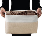 DECOMOMO Storage Baskets for Shelves - Fabric Storage Bins, Linen Closet Organizers and Storage (Beige & White, XL - 3 Pack)