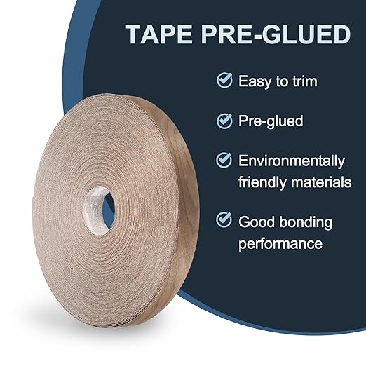 PATIKIL Walnut Edge Banding, 1-1/2 Inch x 250 ft Wood Veneer Tape Pre-glued Flexible Plywood Edge Banding with Hot Melt Adhesive for Furniture Restoration
