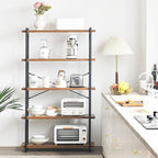 HCHQHS Bookshelf, 5-Tier Industrial Bookcase, Rustic Open Book Shelf, Freestanding Tall Bookshelves with Metal Frame