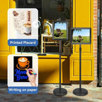 HUAZI 3PACK Sign Stand Holder Floor Sign Holder with Base for 8.5x11 inches,Both Vertical & Horizontal View Displayed,Snap-Open Frame with Safety Corner for School Church,Black