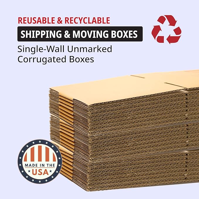 BOX USA Shipping Boxes Small 12"L x 8"W x 6"H 100-Pack, Corrugated Box for Shipping, Moving, Mailing, Packing, Packaging and Storage