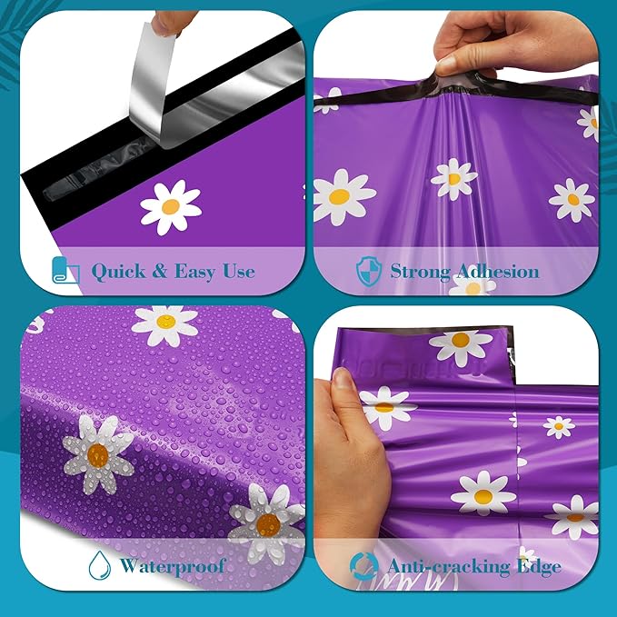 JinRuiKJ Poly Mailers with Handle 12x15.5 Inch 50 Pcs, Easy to Carry Packaging Bags for Small Business, Thank You Shipping Bags with Self Adhesive Strip, Tearproof and Waterproof