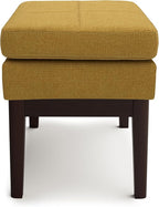 SIMPLIHOME Carlson Small Ottoman Bench - 27 inch Wide Upholstered Woven Fabric Rectangle Ottoman in Marigold, Mid Century Modern Bench for Bedroom, Entryway or Living Room with Padded Seat