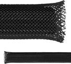 Electriduct 2.5" PET Expandable Braid Sleeving Flame Retardant Flexible Wire Mesh for Cord Management and Cable Protection - 25 Feet - Black