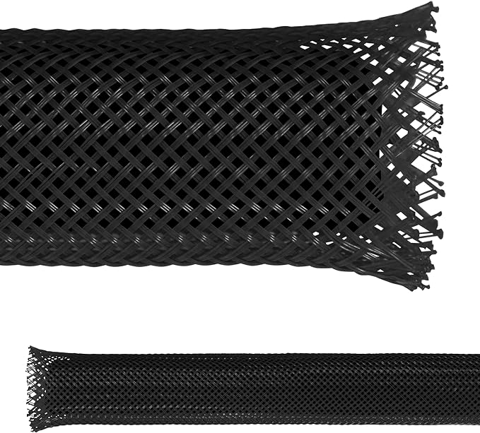 Electriduct 1.75" PET Expandable Braid Sleeving Flame Retardant Flexible Wire Mesh for Cord Management and Cable Protection - 50 Feet - Black