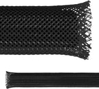 Electriduct 1.5" PET Expandable Braid Sleeving Flame Retardant Flexible Wire Mesh for Cord Management and Cable Protection - 25 Feet - Black