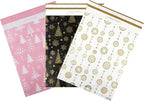 Inspired Mailers - Christmas Poly Mailers 14.5x19 Holiday Variety Pack of 30-10 each: Trees & Snowflakes, Rose Gold Trees, Gold Snowflake Baubles (14.5x19, 30 Pack)