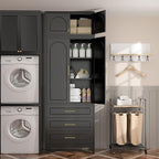 Kitchen Pantry Cabinet，90" Storage Cabinets with Doors and Shelves,Metal Pantry Cabinet with 3 Drawers,Black Kitchen Cupboard for Livingroom,Pantry, Bathroom