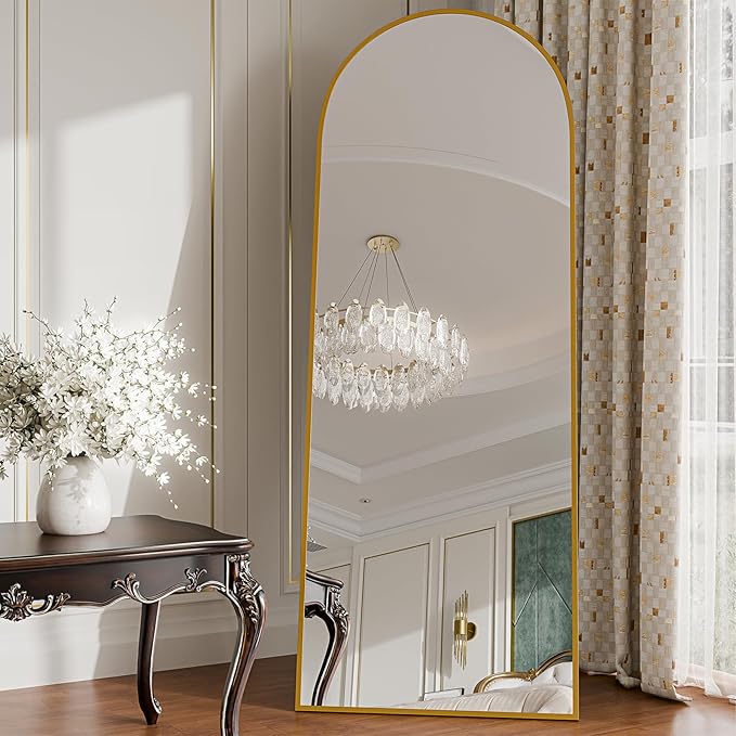 59"x16"Floor Mirror Full Length,Arched Full Length Mirror with Stand,Full Body Mirror,Hanging or Large Leaning for Bedroom Living Room Gold