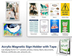 Acrylic Sign Holder 8.5" x 11" Wall Mount, Self Adhesive Magnetic Display Frame with Nano Tape, Plastic Clear Document Frame for Office, Store, School, Home, Wall Picture Frame (Silver, 5Pack)