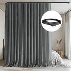 Room Divider Curtains with Flexible Ceiling Tracks Set,Blackout Curtain Ceiling Mount Curtain Track Privacy Room Dividers Ceiling Track Curtain Rod(Dark Grey Drape & Black rail W 8.3 × H 7 FT)