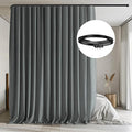 Room Divider Curtains with Flexible Ceiling Tracks Set,Blackout Curtain Ceiling Mount Curtain Track Privacy Room Dividers Ceiling Track Curtain Rod(Dark Grey Drape & Black rail W 10 × H 9 FT)