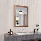 Amorho Bathroom Mirror, 22" X30" HD Reflection Metal Framed Mirror for Wall, Anti-Rust, Hang Horizontally/Vertically, Suitable for Bedroom, Farmhouse, Bathroom, entryway (Walnut Wood Grain)