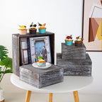 Vintage Brown Square Wooden Cake Stands For Display,Set Of 4 Wood Cupcake Stands Risers, 12 Inches Rustic Wood Crates For Wedding Cake Display,Square Wooden Display Risers For Home Decor . (Vintage Black)